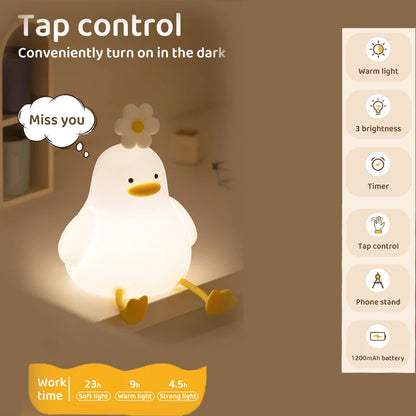 Duck Led Night Light with Flower